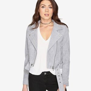 NWOT Blank NYC morning suede moto jacket size medium color cloud grey